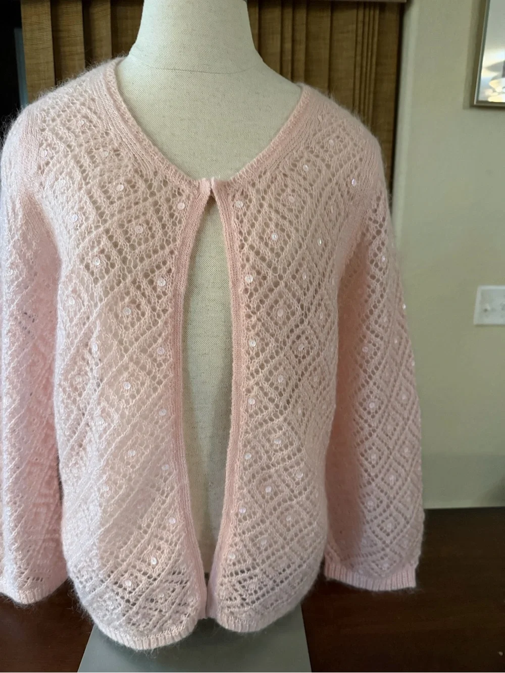 Banana Republic Light Pink Openwork Sequin Cardigan - Picture 2 of 3